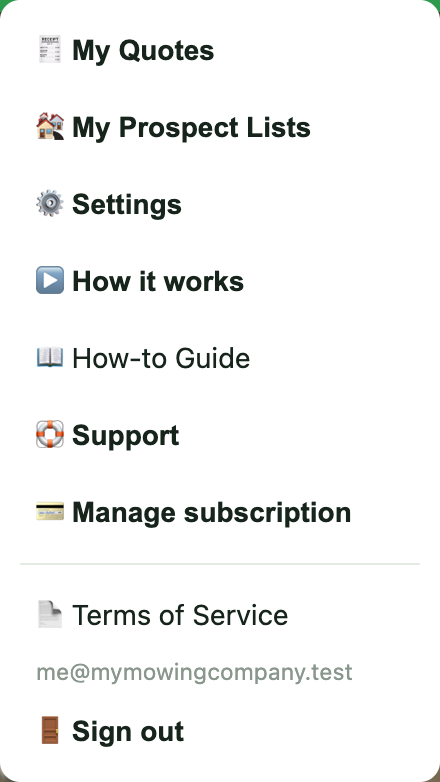 The menu with the Settings option